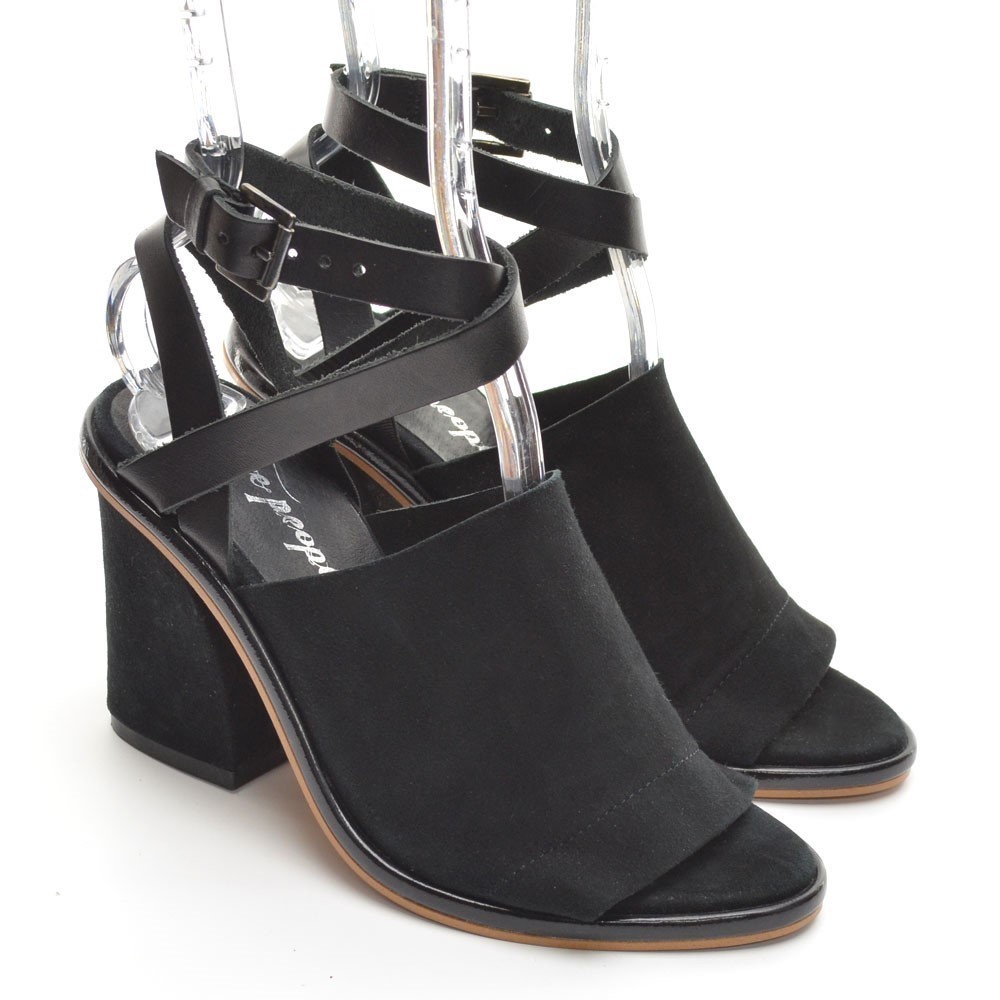 Free People See Ya There Black Suede Strap Sandals 36